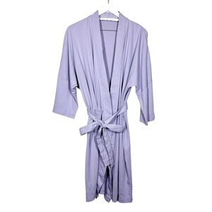 Under the Canopy Womens Purple Organic Cotton Kimono Short Robe O/S Pockets